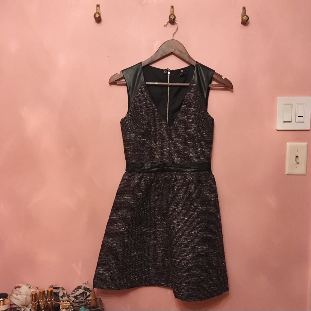 H&M Black Leather Detail Dress